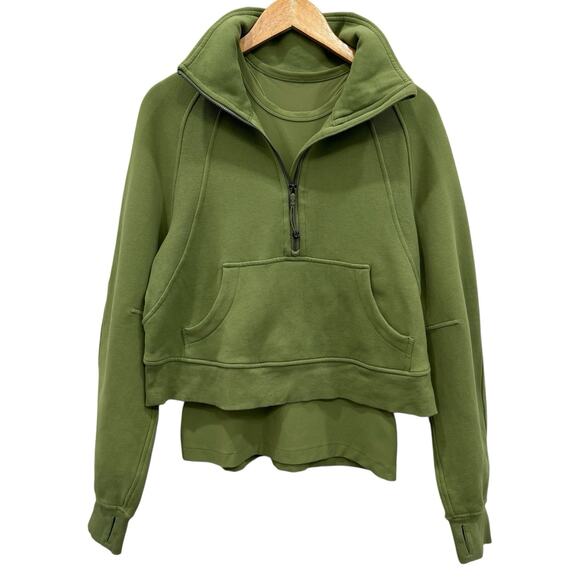 Lululemon Cropped Scuba Hoodie + Align Tank Set Olive XS/S Half Zip Thumb Holes - Picture 1 of 12